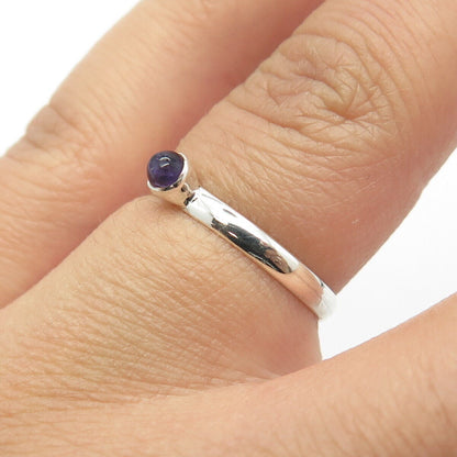 925 Sterling Silver Vintage Real Amethyst Gem Snake Eye Ring Size 6.25