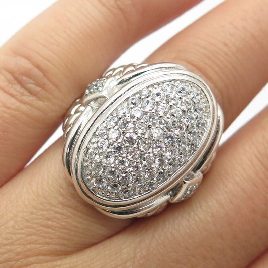 925 Sterling Silver Pave C Z Ring Size 5.5