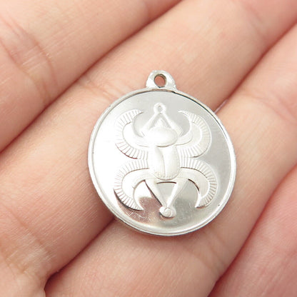 925 Sterling Silver Vintage Assyrian Scarab Charm Pendant