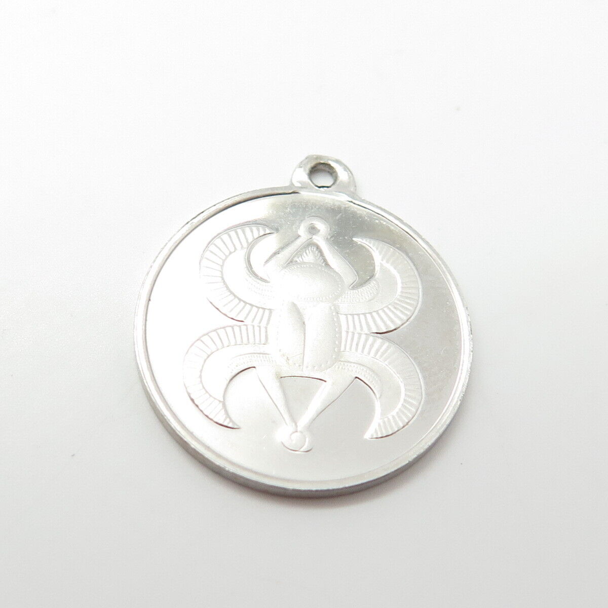 925 Sterling Silver Vintage Assyrian Scarab Charm Pendant