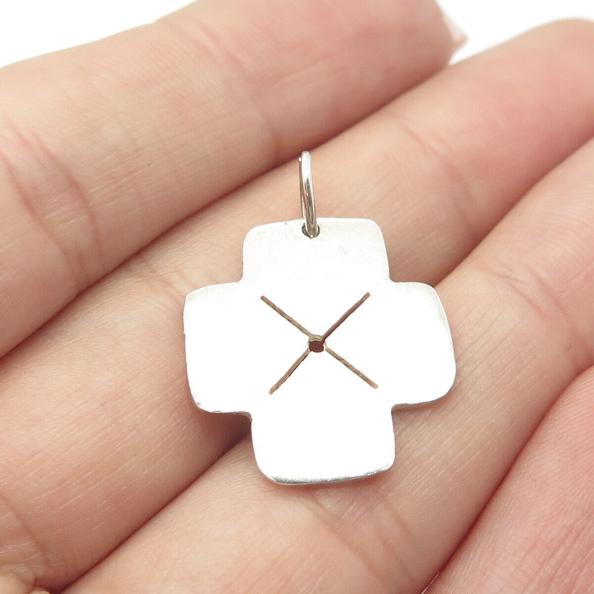 925 Sterling Silver Cutout Cross Charm Pendant