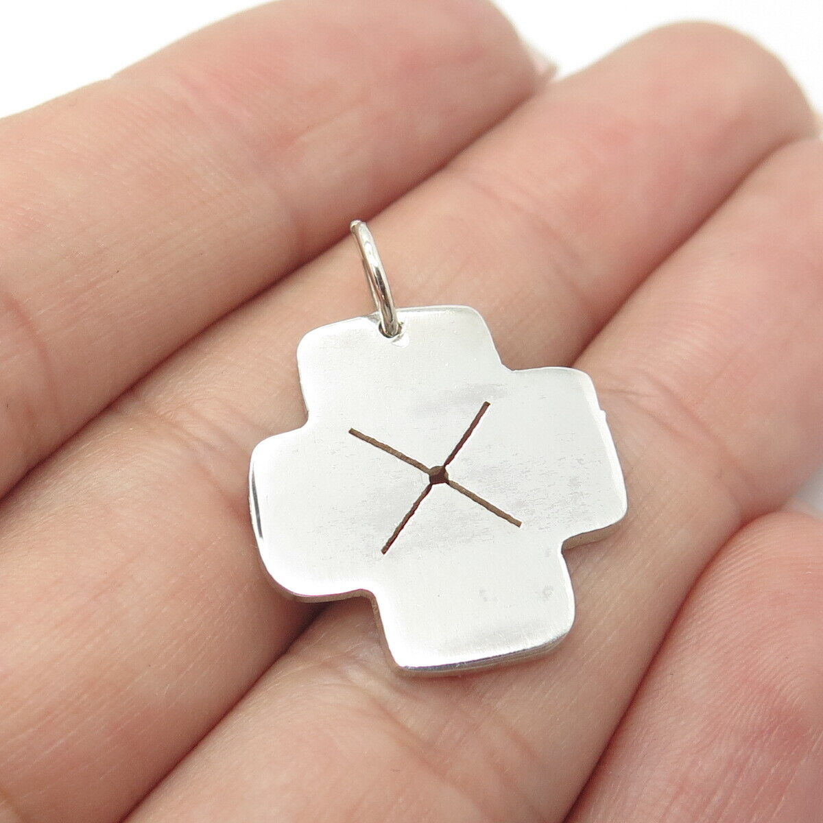 925 Sterling Silver Cutout Cross Charm Pendant