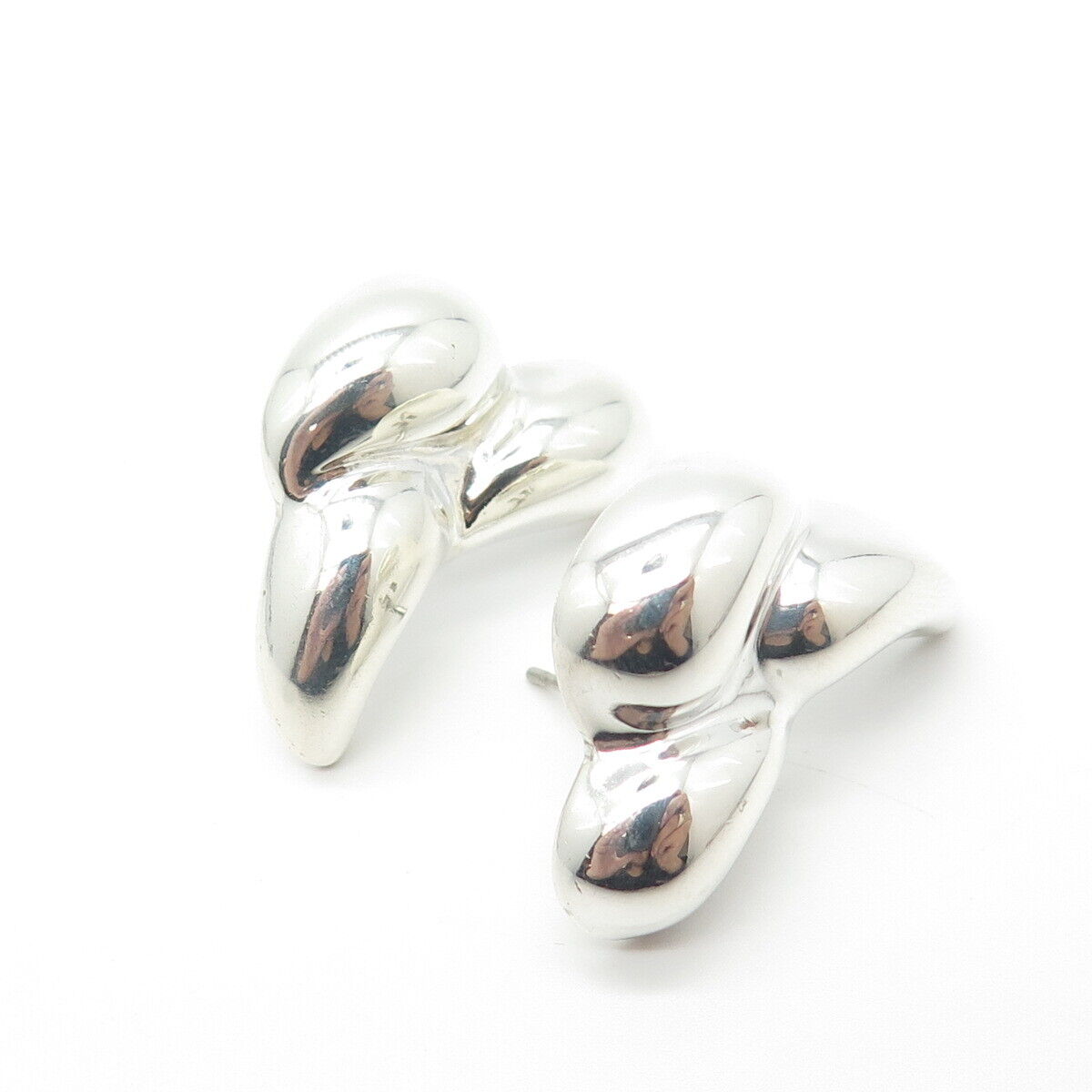 925 Sterling Silver Vintage Mexico Ribbed Stud Earrings