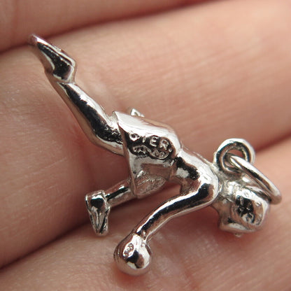 925 Sterling Silver Vintage Volleyball Player Charm Pendant