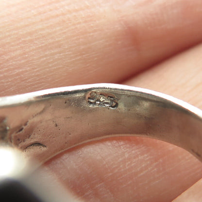 925 Sterling Silver Vintage Puffy Ribbed Modernist Ring Size 8