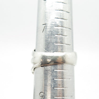 925 Sterling Silver Vintage Puffy Ribbed Modernist Ring Size 8