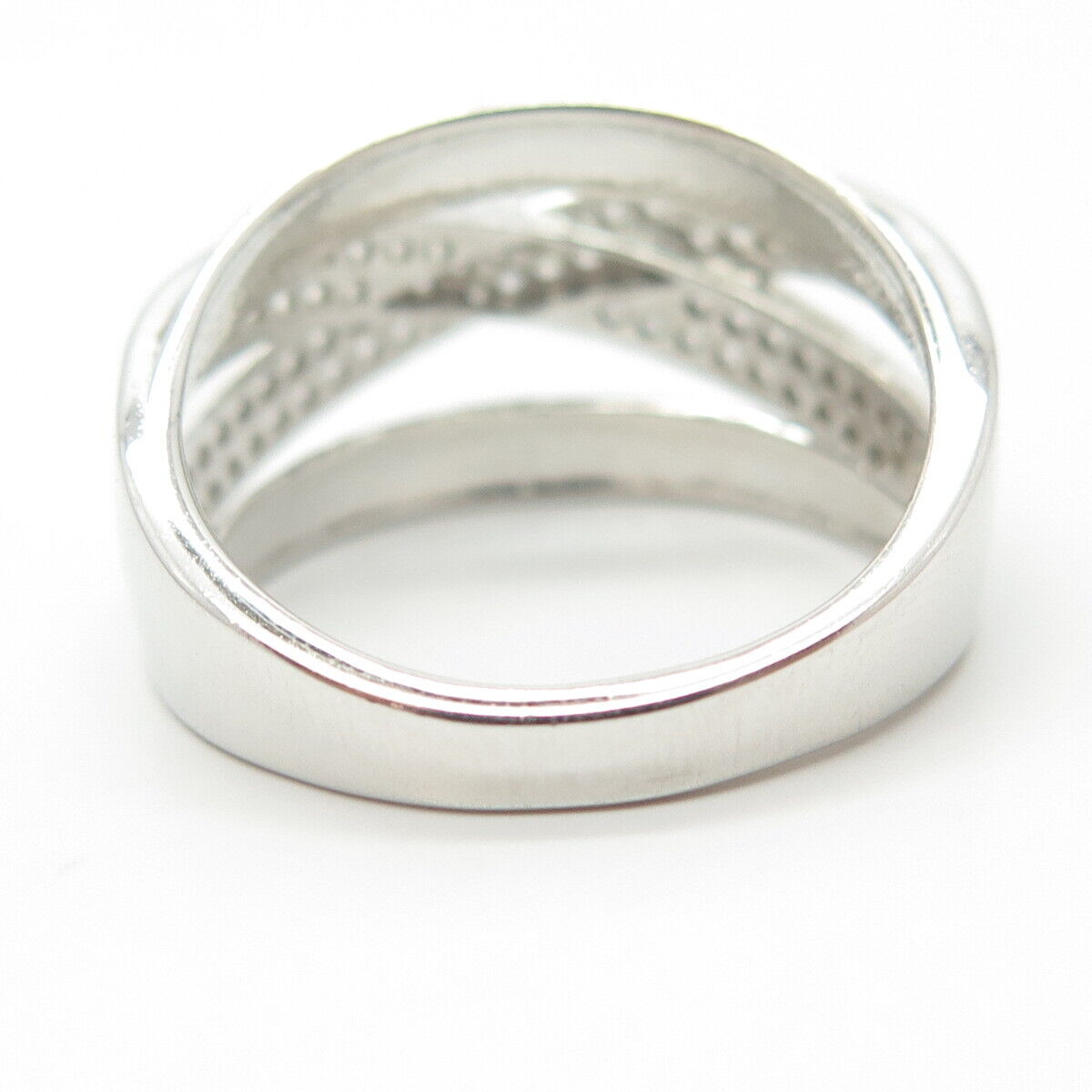 925 Sterling Silver C Z Crisscross Cocktail Ring Size 9