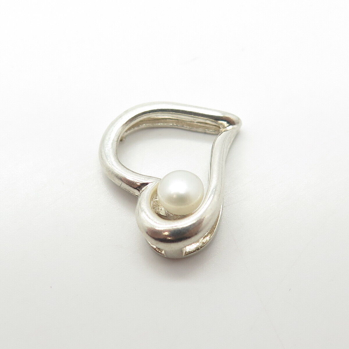 925 Sterling Silver Real Pearl Open Heart Pendant