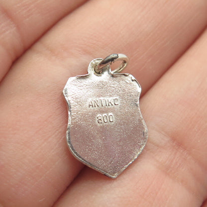 800 Silver Vintage Antiko Germany Enamel Schwarzwald Shield Charm Pendant