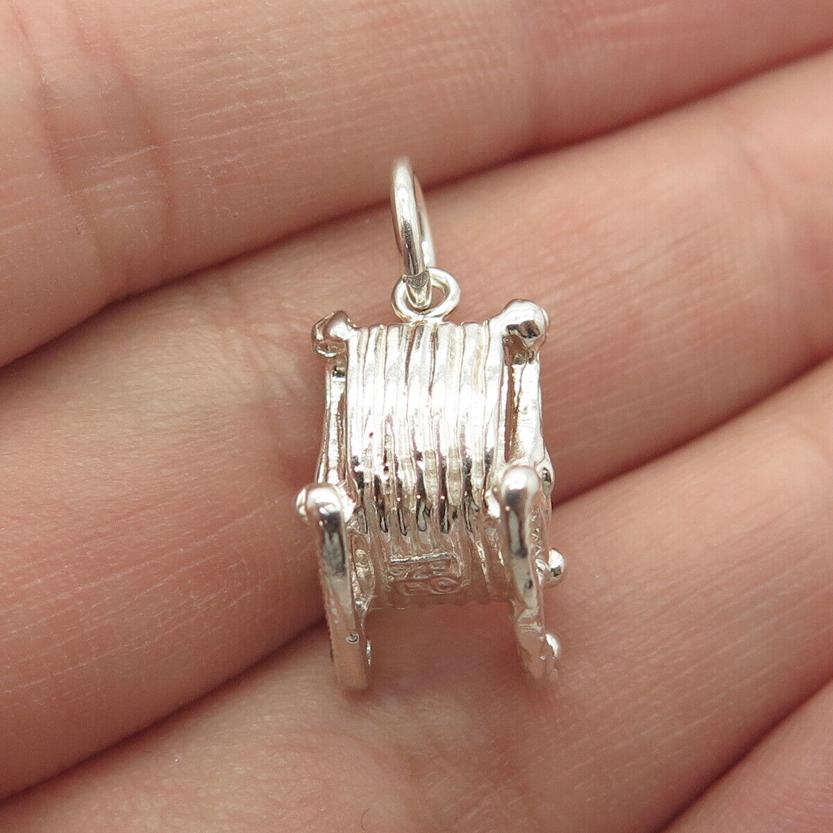 925 Sterling Silver Vintage Rocking Chair 3D Charm Pendant