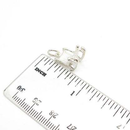 925 Sterling Silver Vintage Rocking Chair 3D Charm Pendant