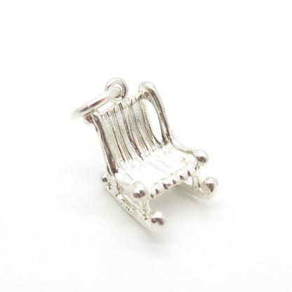 925 Sterling Silver Vintage Rocking Chair 3D Charm Pendant