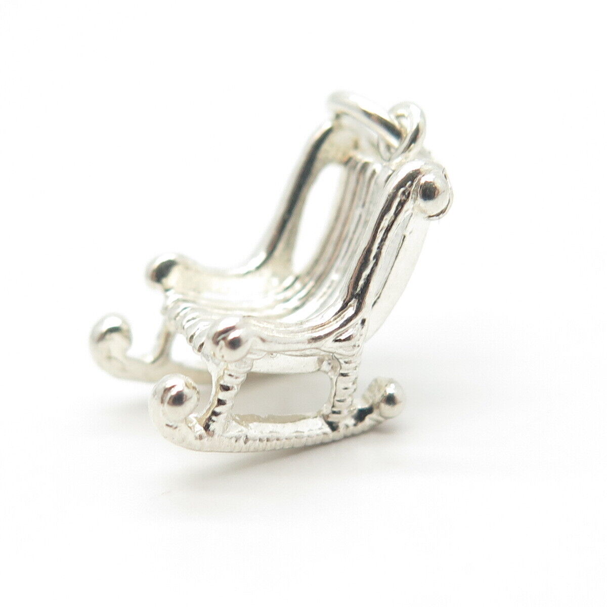 925 Sterling Silver Vintage Rocking Chair 3D Charm Pendant