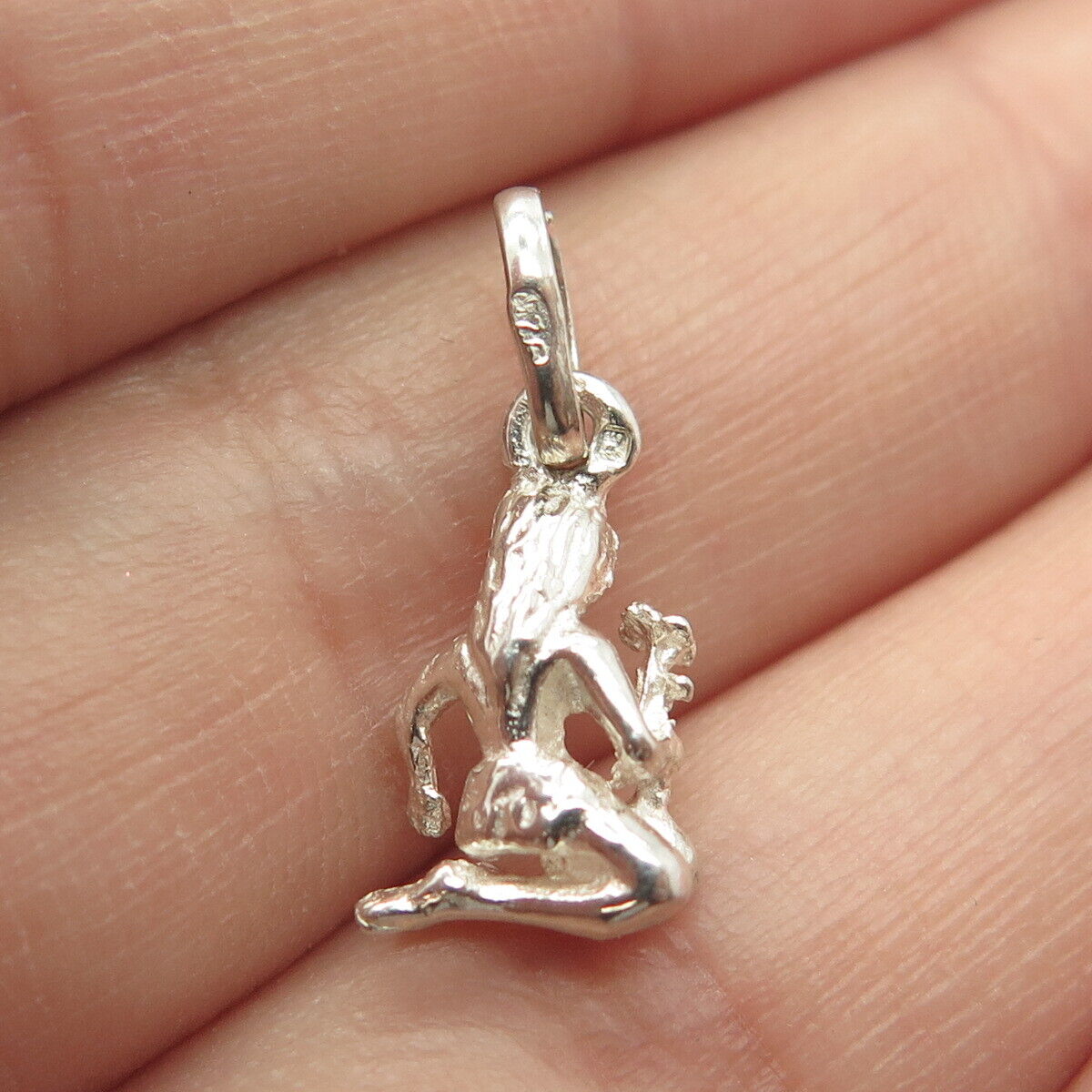 925 Sterling Silver Vintage Girl with Flower 3D Charm Pendant