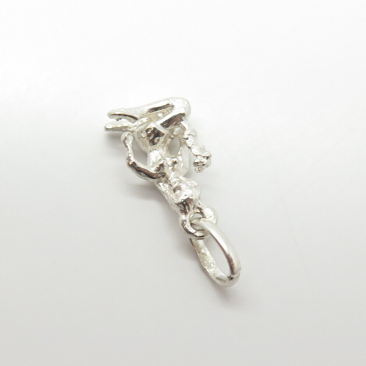 925 Sterling Silver Vintage Girl with Flower 3D Charm Pendant