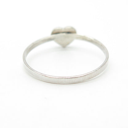 925 Sterling Silver Vintage Loving Heart Stackable Ring Size 7.5