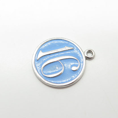 925 Sterling Silver Vintage Wells Enamel Sweet "16" Round Tag Pendant