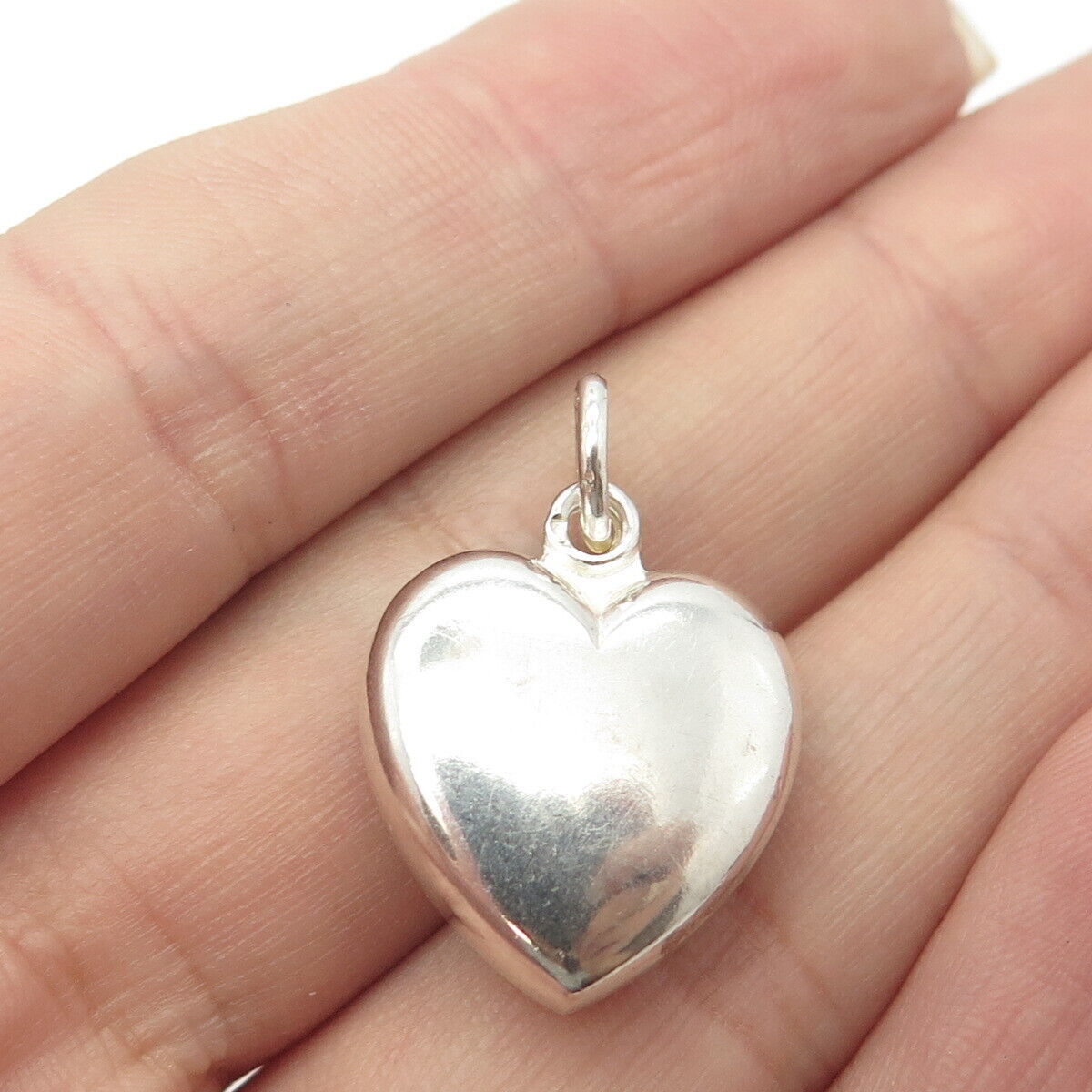 835 Silver Vintage Portugal Etched Chatelaine Heart Charm Pendant