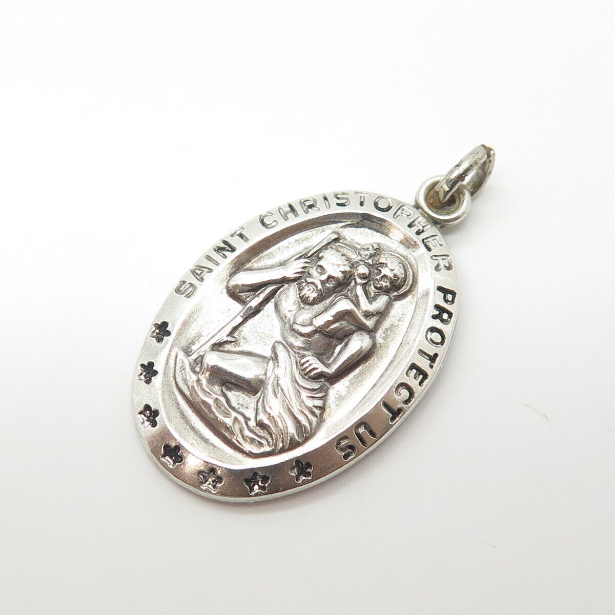 925 Sterling Silver Vintage St. Christopher Religious Medal Pendant