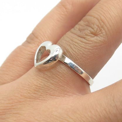 925 Sterling Silver Vintage Open Heart Ring Size 6.5