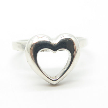 925 Sterling Silver Vintage Open Heart Ring Size 6.5