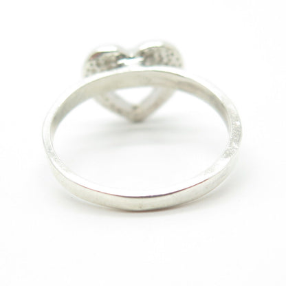925 Sterling Silver Vintage Open Heart Ring Size 6.5