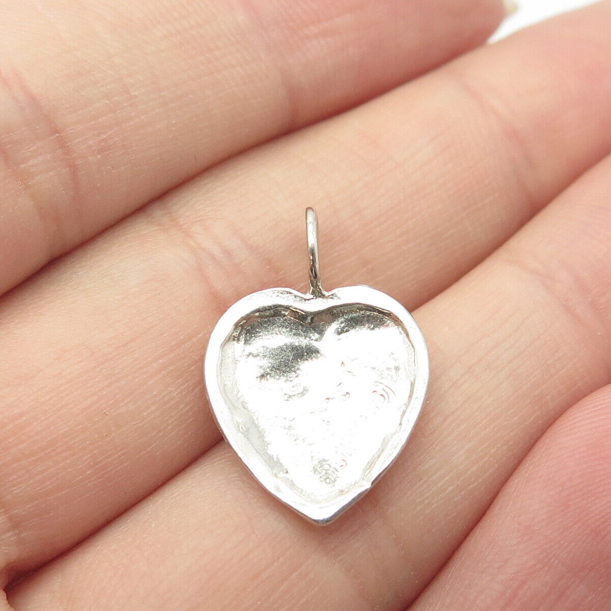 925 Sterling Silver Vintage Double Heart Chatelaine Charm Pendant