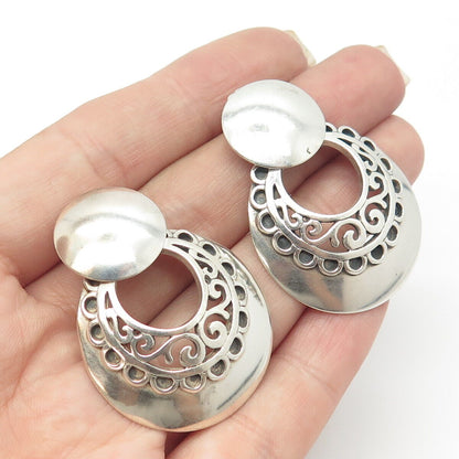 925 Sterling Silver Vintage Kabana Scroll Statement Doorknocker Earrings