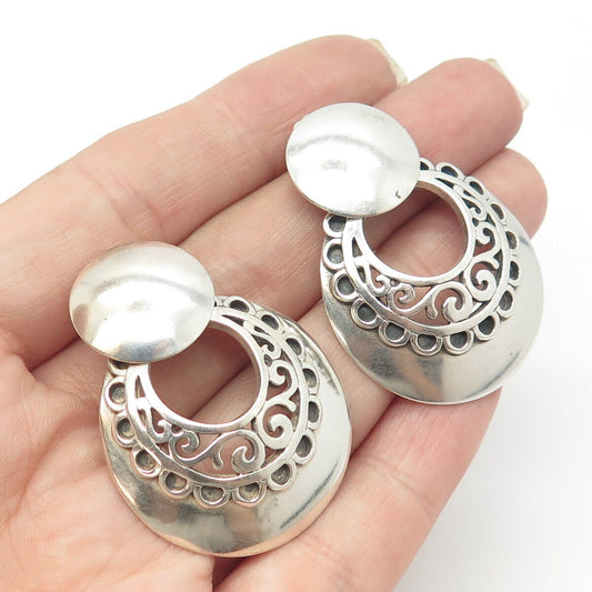 925 Sterling Silver Vintage Kabana Scroll Statement Doorknocker Earrings