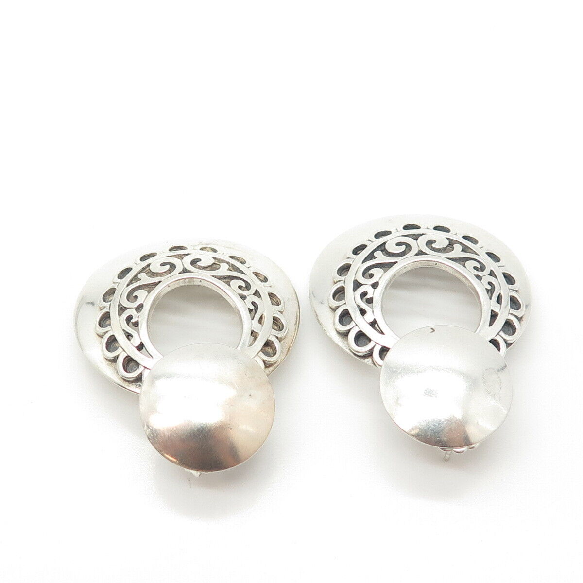 925 Sterling Silver Vintage Kabana Scroll Statement Doorknocker Earrings