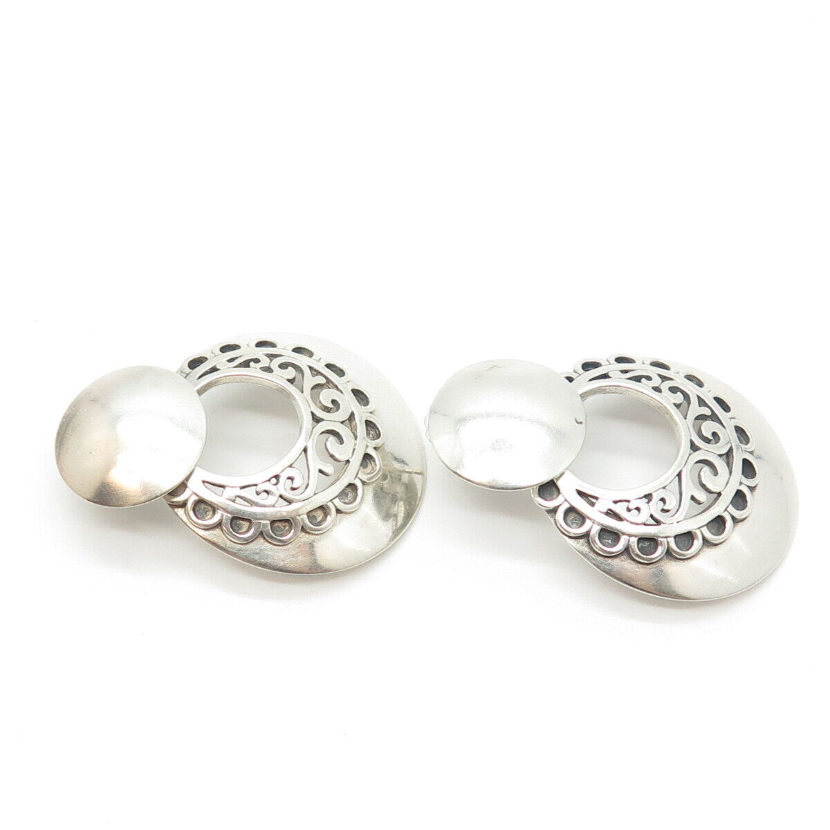 925 Sterling Silver Vintage Kabana Scroll Statement Doorknocker Earrings