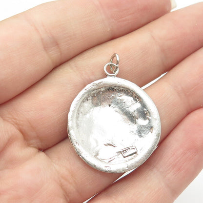 925 Sterling Silver Vintage Alexander The Great Coin Pendant