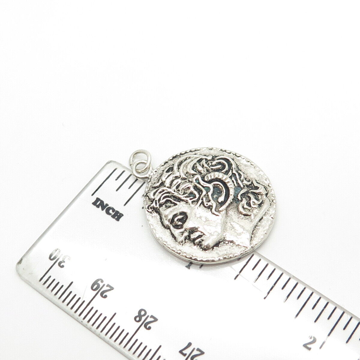 925 Sterling Silver Vintage Alexander The Great Coin Pendant