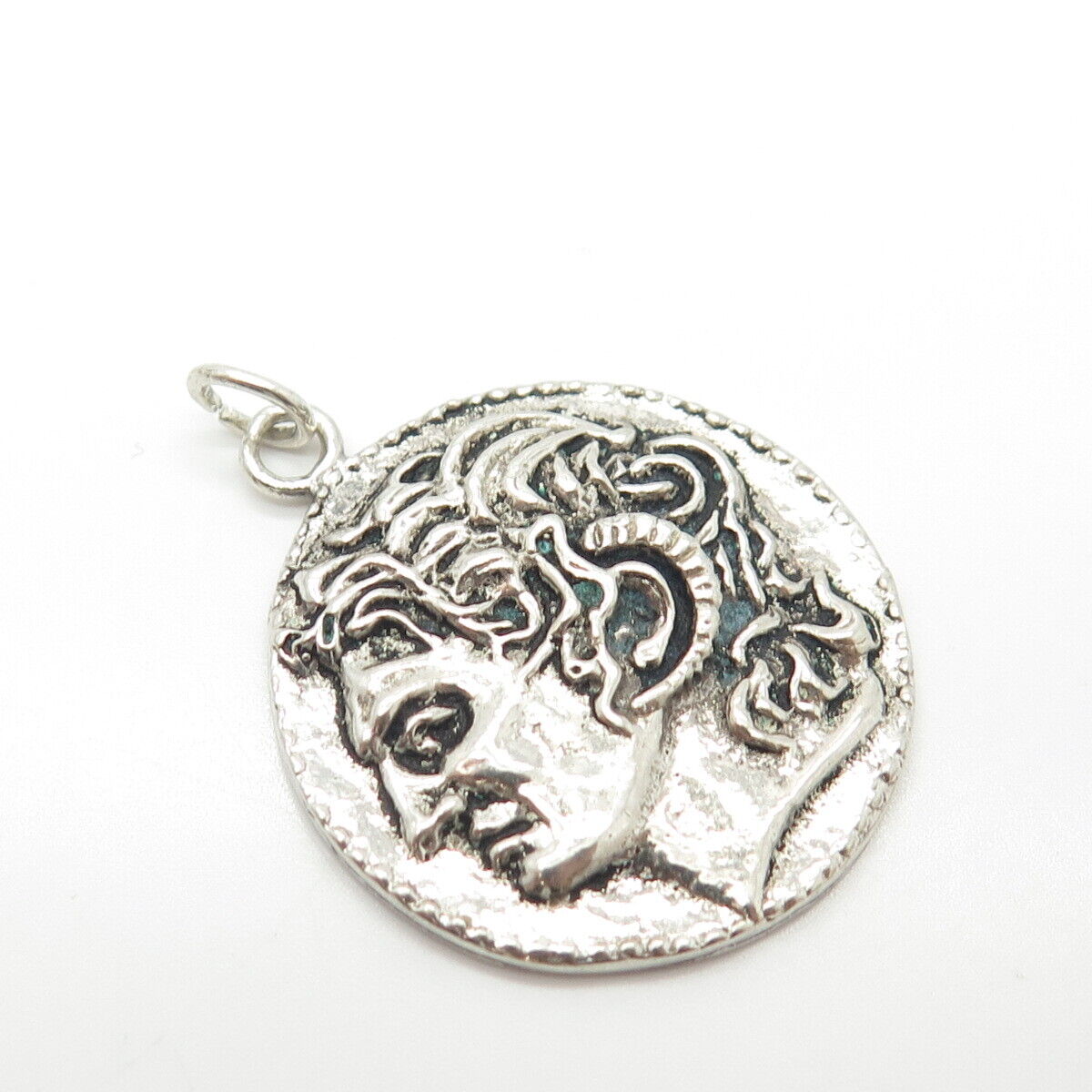 925 Sterling Silver Vintage Alexander The Great Coin Pendant