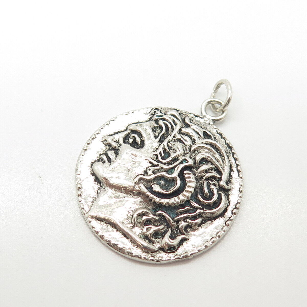 925 Sterling Silver Vintage Alexander The Great Coin Pendant