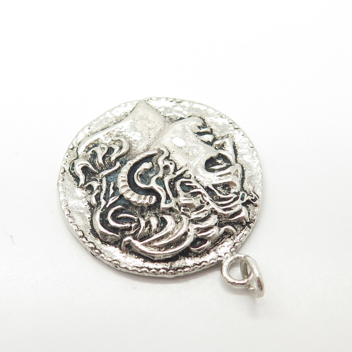 925 Sterling Silver Vintage Alexander The Great Coin Pendant