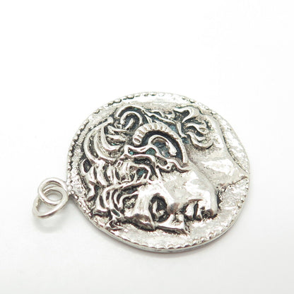 925 Sterling Silver Vintage Alexander The Great Coin Pendant