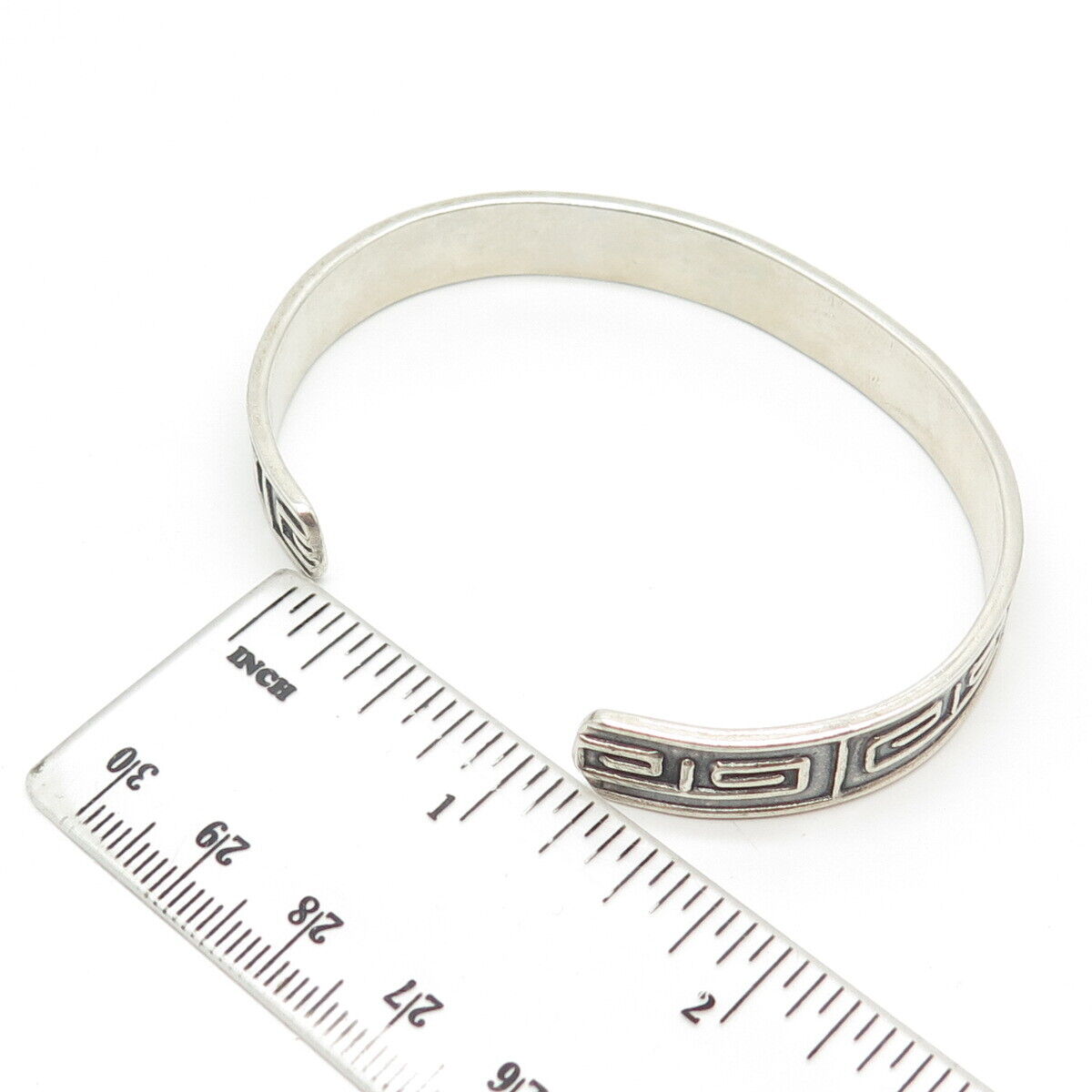 925 Sterling Silver Vintage Mexico Maze Adjustable Cuff Bracelet 7"