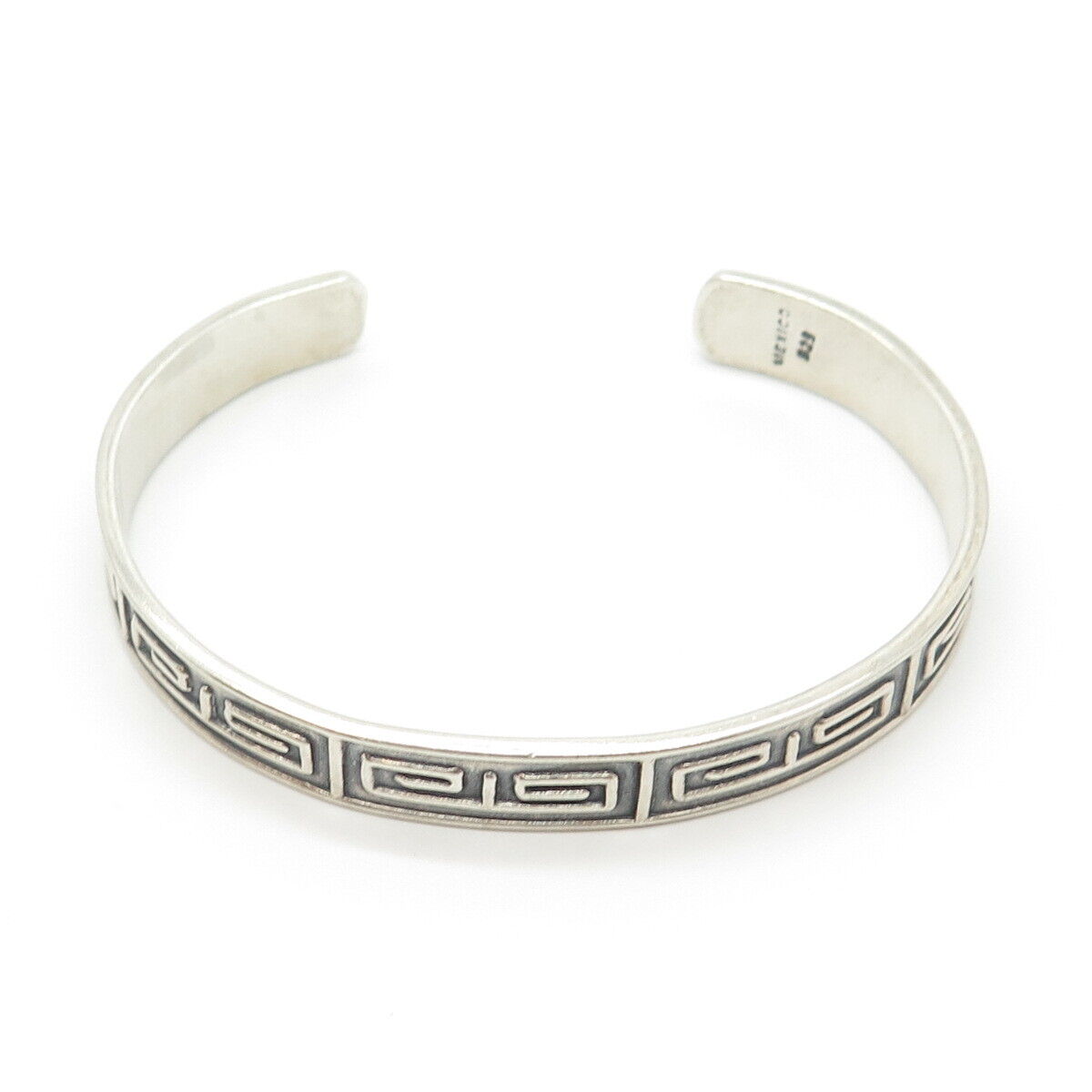 925 Sterling Silver Vintage Mexico Maze Adjustable Cuff Bracelet 7"