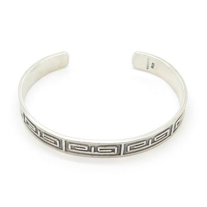 925 Sterling Silver Vintage Mexico Maze Adjustable Cuff Bracelet 7"