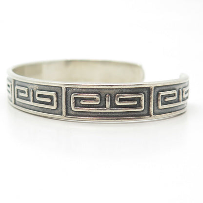 925 Sterling Silver Vintage Mexico Maze Adjustable Cuff Bracelet 7"