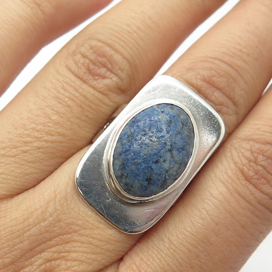 925 Sterling Silver Vintage BWS Real Lapis Lazuli Gem Statement Ring Size 6.5