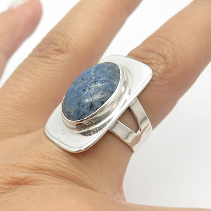 925 Sterling Silver Vintage BWS Real Lapis Lazuli Gem Statement Ring Size 6.5