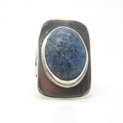 925 Sterling Silver Vintage BWS Real Lapis Lazuli Gem Statement Ring Size 6.5