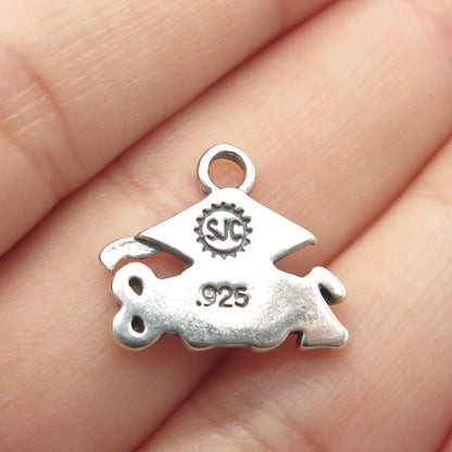 925 Sterling Silver Vintage "2008" Graduation Cap Charm Pendant