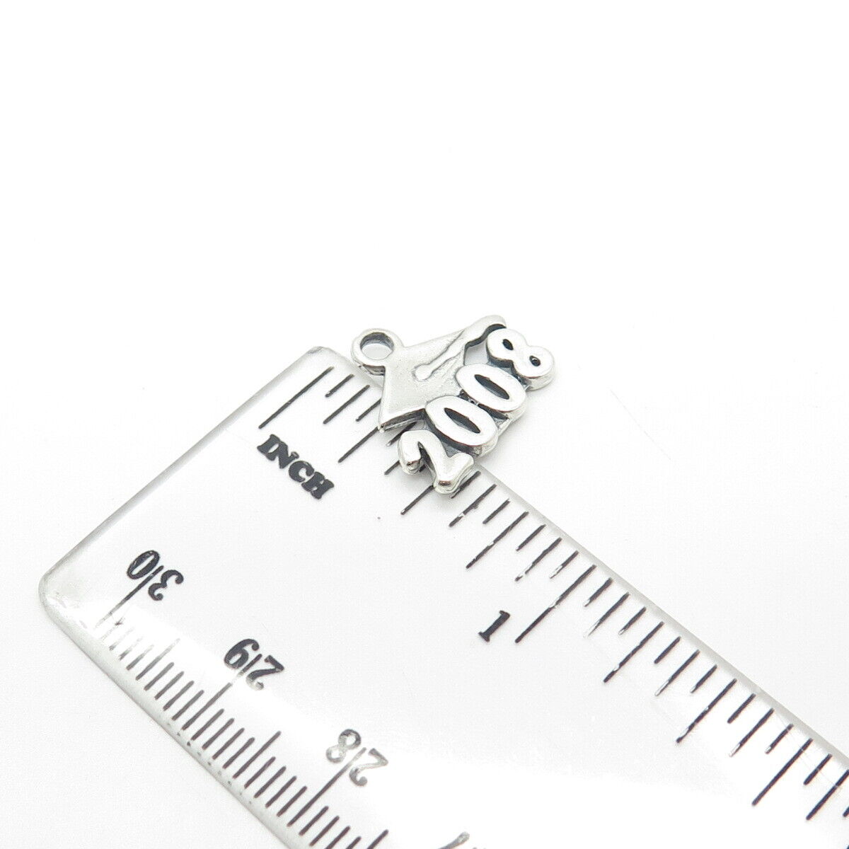 925 Sterling Silver Vintage "2008" Graduation Cap Charm Pendant