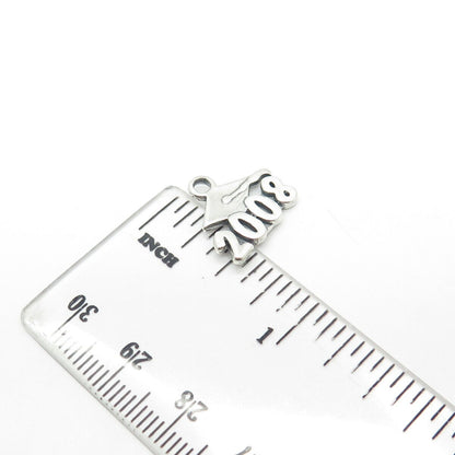 925 Sterling Silver Vintage "2008" Graduation Cap Charm Pendant
