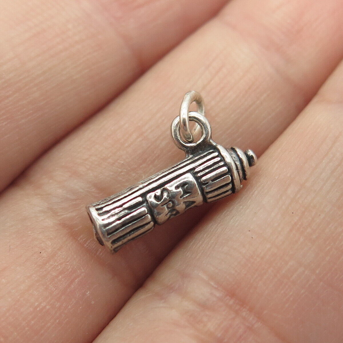 925 Sterling Silver Vintage 3-D Engraved "Hair Spray" Charm Pendant