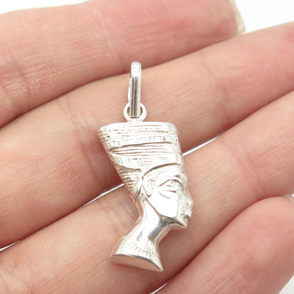 925 Sterling Silver Vintage Egyptian Nefertiti Pharaoh Charm Pendant