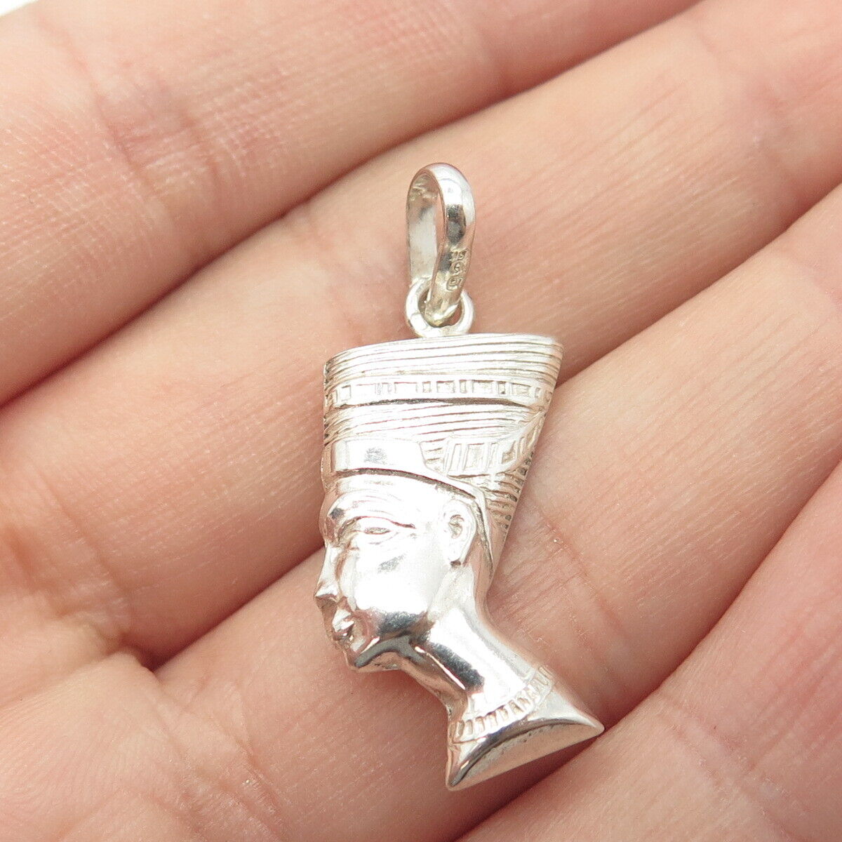 925 Sterling Silver Vintage Egyptian Nefertiti Pharaoh Charm Pendant